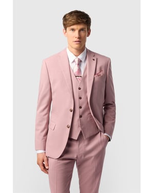 Single Breasted Long Sleeve Two Button Slim Fit Suit Jacket in Light Pink
