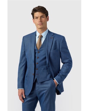 Single Breasted Long Sleeve Two Button Regular Suit Jacket in Light Blue