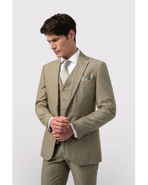Single Breasted Long Sleeve Two Button Tailored Suit Jacket in Khaki