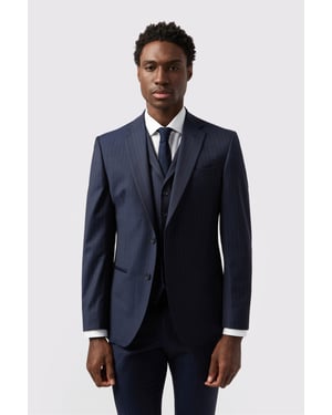 Single Breasted Long Sleeve Two Button Tailored Suit Jacket in Dark Blue