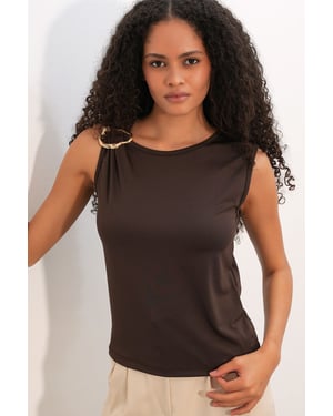 Mouwloze Geribbelde Brei Blouse