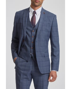 Long Sleeve Slim Fit Suit Jacket in Light Blue