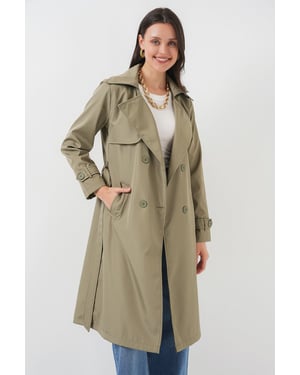Bältesförsedd långärmad trenchcoat
