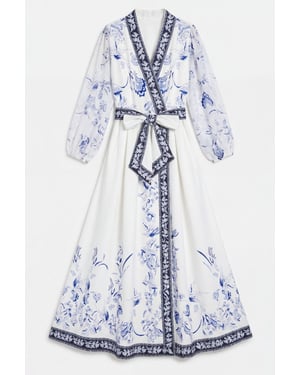 Bloemen V-hals Maxi Wikkeljurk met Ceintuur