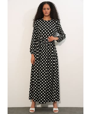 Bloemrijke Maxi Trui Jurk met Strikdetail
