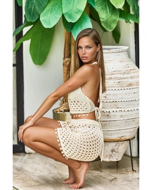 Textured Halter Neck Wide Leg Two-Piece Set
