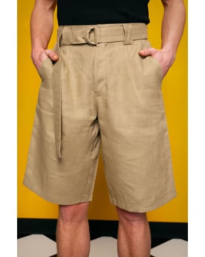 Herrarnas högmidjade shorts i linneblandning