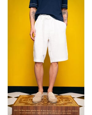 Herrlinneblandning Högmidjade Chino Shorts