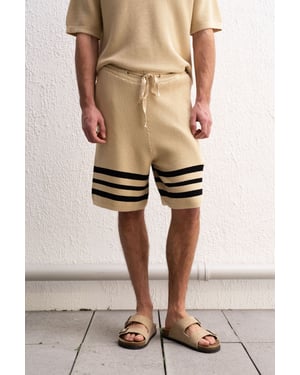 Mäns randiga bomullssvettshorts