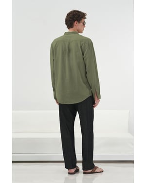 Heren Katoenen Poplin Lange Mouwen Shirt