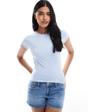 Hollister kortärmad sömlös t-shirt i babyblått
