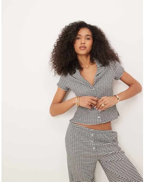 ASOS DESIGN minskad skjorta med omvänd krage i mono gingham