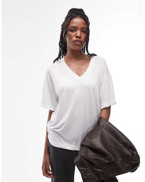 Topshop slouchy V-ringad t-shirt i vitt
