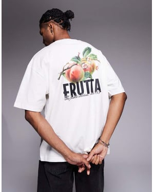 ASOS DESIGN oversized t-shirt med fruktgrafik i krämfärg