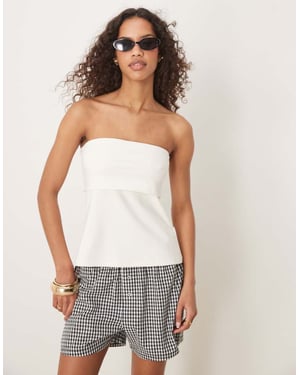 Abercrombie & Fitch vikbar långlinje tube-top i krämfärg