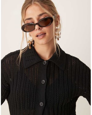 ASOS DESIGN punktstickad skjorta-set i svart
