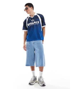 Hollister pikétröja med golfmotiv i marinblått