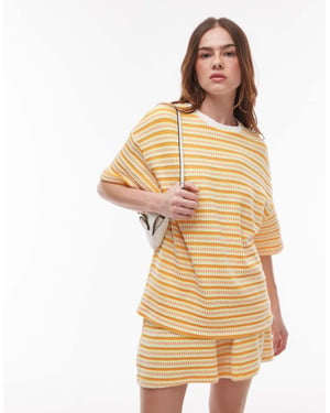 Topshop strukturerad rand oversized t-shirt set i orange