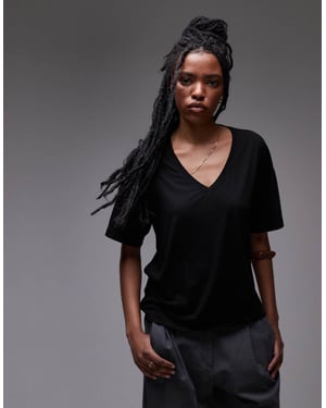 Topshop slouchy v-ringad t-shirt i svart