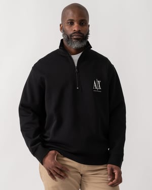 Embroidered A|X Logo 1/4 Zip Sweatshirt 1/4 Zip Sweatshirt in Black