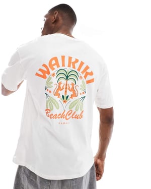 Jack & Jones oversize t-shirt med waikiki tryck på ryggen i vitt