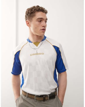 Umbro panelerad t-shirt i vitt och blått
