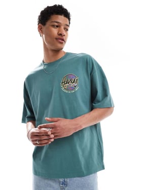 Hollister baggy t-shirt med motivdetaljer i grön