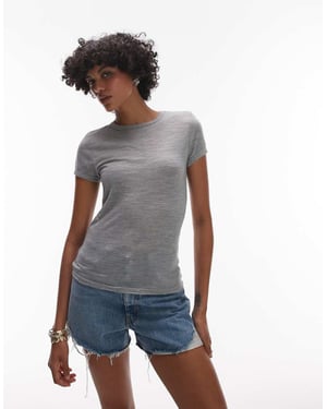 Topshop linne t-shirt i grått