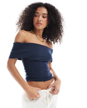 Hollister off shoulder kortärmad topp i himmelsblå