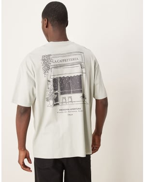 ASOS DESIG oversized t-shirt med scenisk grafik i grått