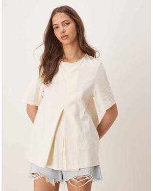 ASOS DESIGN plisserad fram trapeze t-shirt i vitt