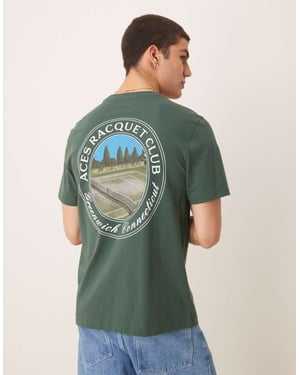 Abercrombie & Fitch tennis tryck bak klassisk t-shirt i grå