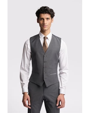 Single Breasted Five Button V-neck Slim Fit Suit Waistcoat in Grey