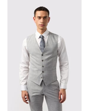 Single Breasted Five Button V-neck Slim Fit Suit Waistcoat in Silver