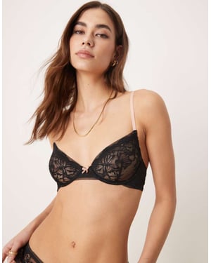 ASOS DESIGN Stevie spets-bh med underwire och kontrasterande detaljer i svart och beige