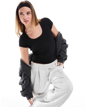 Cotton On Byron square neck short sleeve top in black