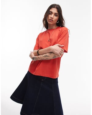 Topshop premium basic short sleeve tee in rust red