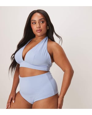 ASOS DESIGN Curve Maya mix and match högmidjade bikiniunderdelar i blått