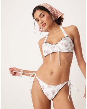 For Love & Lemons Cordelia Bikini-bottoms koord i vit blommig