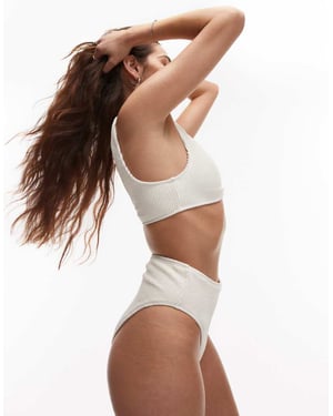 Topshop Santorini högmidjade bikinitrosor i vitt