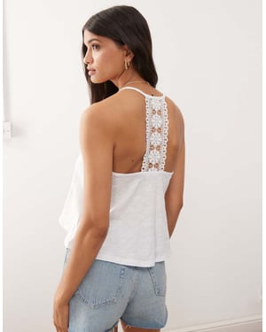Miss Selfridge lace back swing cami top in white