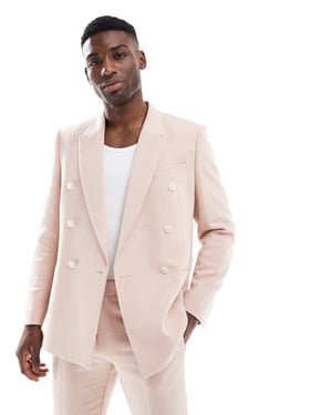 ASOS DESIGN dubbelknäppt regular kavaj i ull i ljusrosa