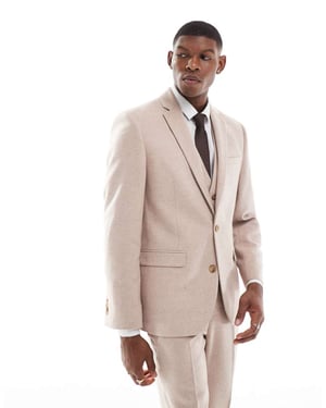 ASOS DESIGN slim fit ullblandning kavaj i ljusrosa tweed
