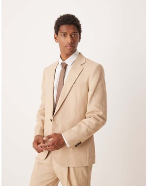 ASOS DESIGN premium 100% lin slim passform kavaj i sten