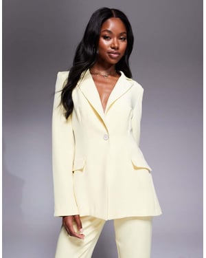 ASOS LUXE koordinerad enfärgad skräddarsydd blazer i smörmjölk