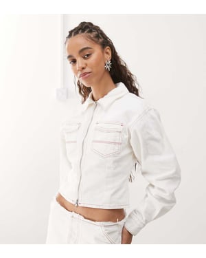 COLLUSION fitted denim jacket in ecru