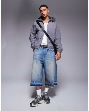 ASOS DESIGN vindjacka med huva i kolgrå