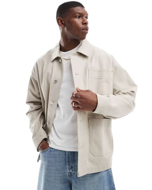 ASOS DESIGN tvättad twill arbetsjacka i sten
