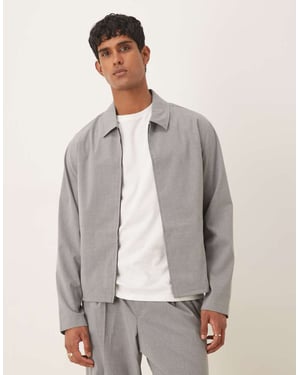 ASOS DESIGN smart co-ord kort harringtonjacka i grårandig