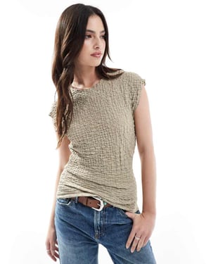ONLY textured sleeveless top in beige